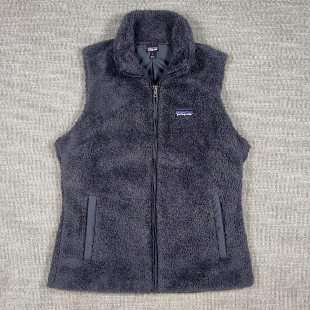 Patagonia Los Gatos Fleece Vest Womens Large Sunken Blue Full Zip Sherpa Outdoor